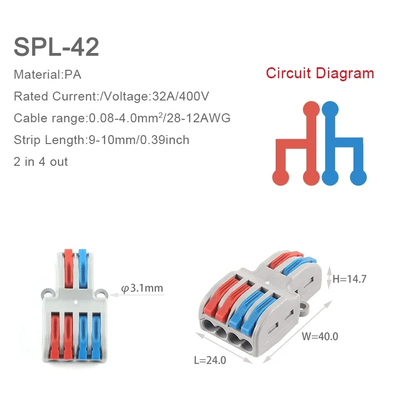 1in multiple out Quick Wiring Connector Universal Splitter wiring cable Push-in Can Combined Butt Home Terminal Block