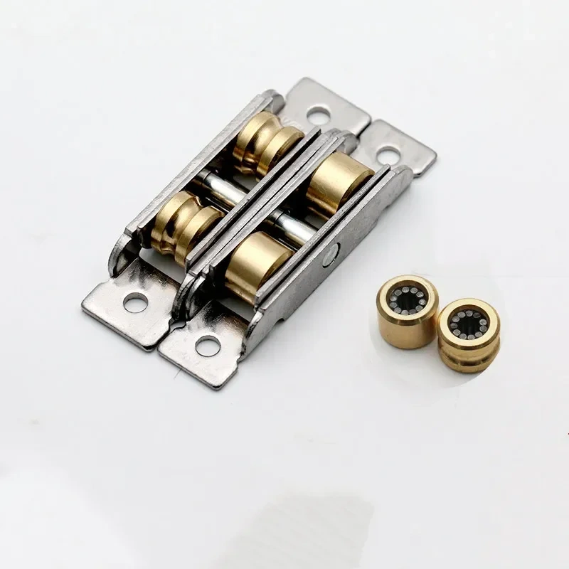 Stainless steel window pulley slot wheels silent Copper u groove track door roller casters sliding glass window Hardware fitting