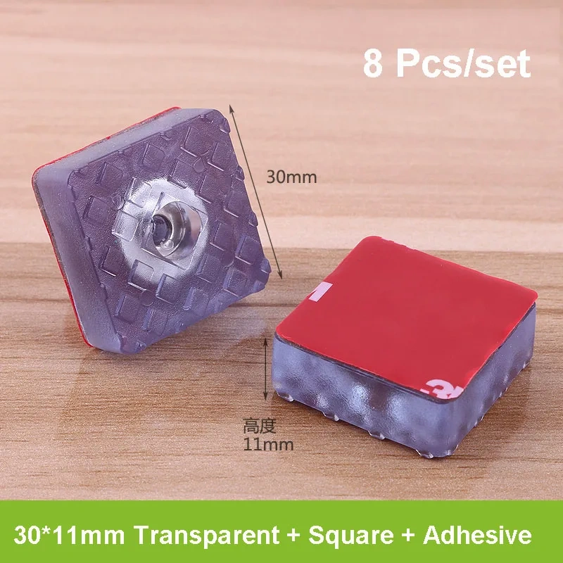 8pcs Silicone Rubber Transparent / Black Furniture Anti-slip Mat Pad Increased Pad Floor Protection Cover For Sofa Table Chair