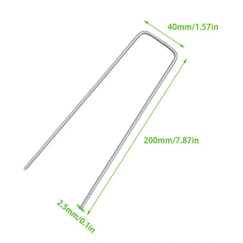 50Pcs/Pack Galvanized Steel Garden Pile U-Shaped Nails Fixing Turf Tool For Weed Fabric Landscape Anti-Bird Mesh Net