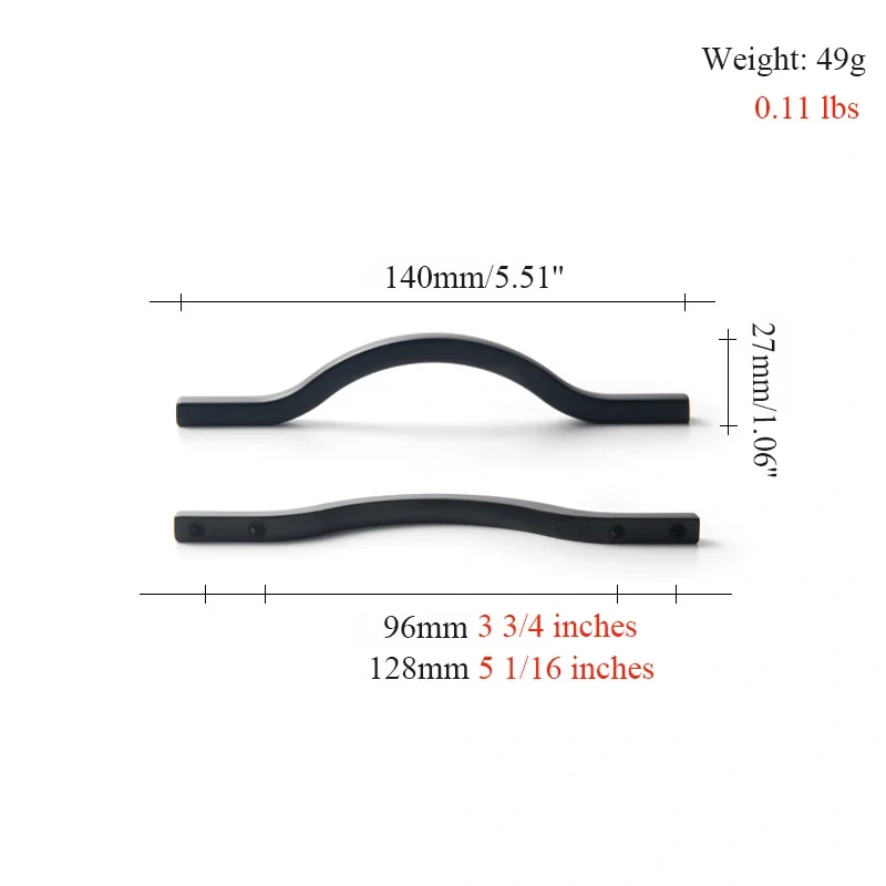 European Streamlined Double Hole Centers Pull Bright Gold Black Cabinet Long Handles Drawer Knobs for Furniture Handle Hardware