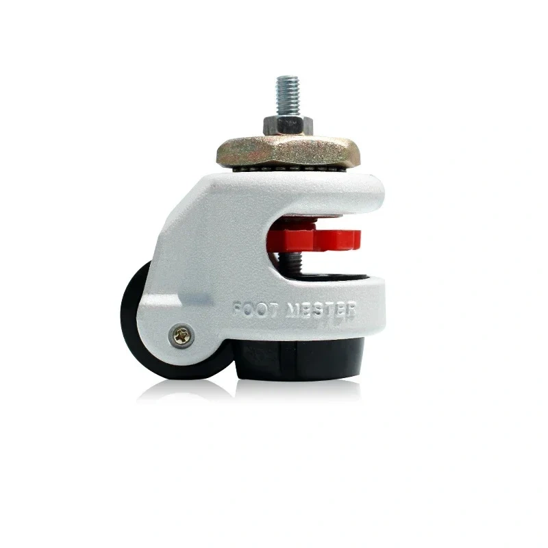 4Pcs GD-40S-3/8 Nylon Wheel and NBR Pad Leveling Caster, 220 lbs, Stem Mounted with M8 Mounting Hole Diameter, Ivory Finish