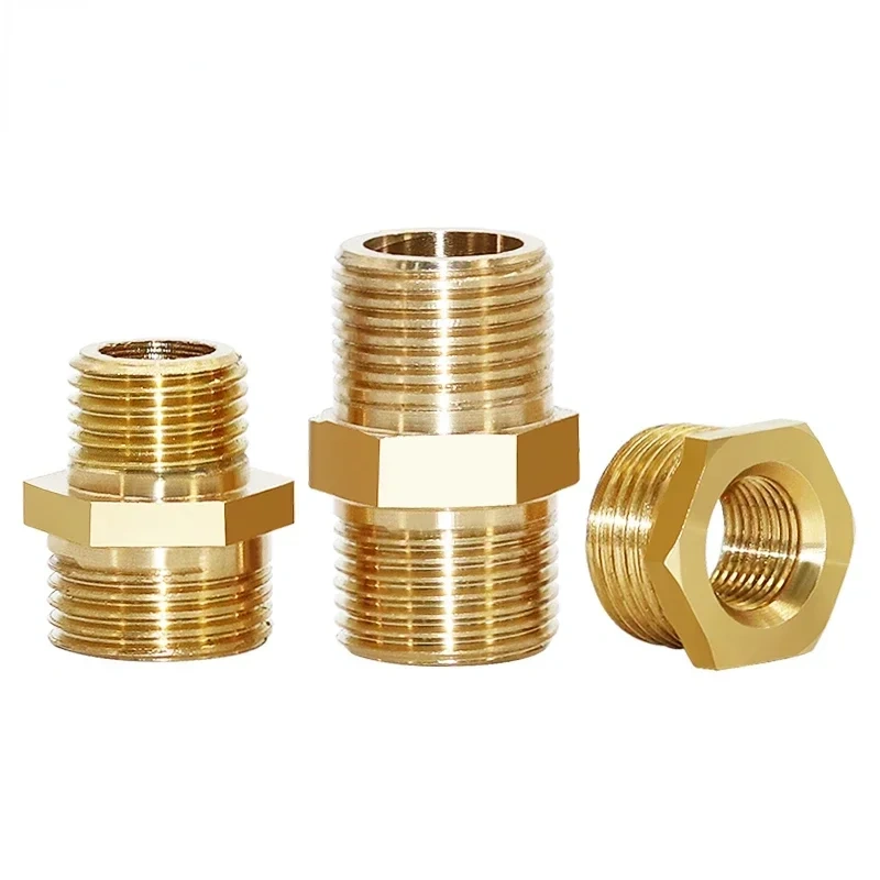 Brass Pipe Hex Nipple Fitting Quick Coupler Adapter 1/8 1/4 3/8 1/2 3/4 1 Male to Male Thread Water Oil Gas Connector