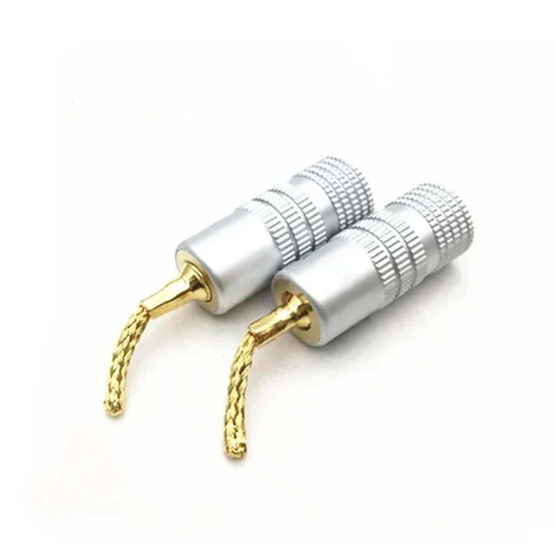 4Pcs/lot 2MM Copper Wire Gold-Plated Welding-Free Banana Plug Speaker Wire Plug Braided Wire Plug Connector Terminals