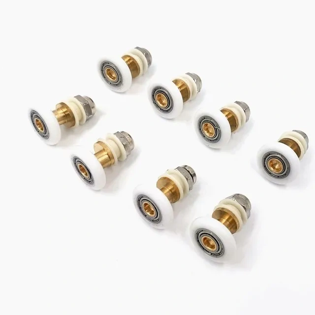 8PCS Castors kit for shower cabin doors wheel 23 25 27mm top bottom double with button mount for glass