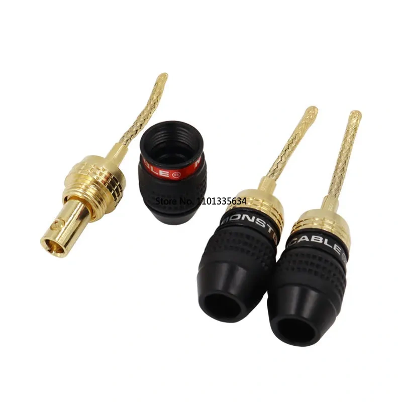 4Pcs/lot 2MM Monster Copper Wire Gold-Plated Banana Plug Speaker Wire Plug Braided Wire Plug Connector