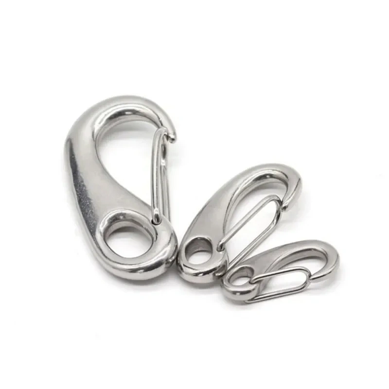6pcs/Lot Egg Shape Spring Snap Hooks Marine 316 Stainless Steel Multifunctional Hiking Camping Belt Carabiner Quick Release Hook