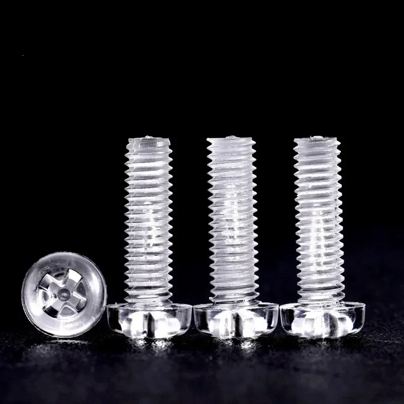 50pcs plastic screws with nut , nylon, transparent screws, PC countersunk head, flat head, cross acrylic, M3 M4 M5 M6