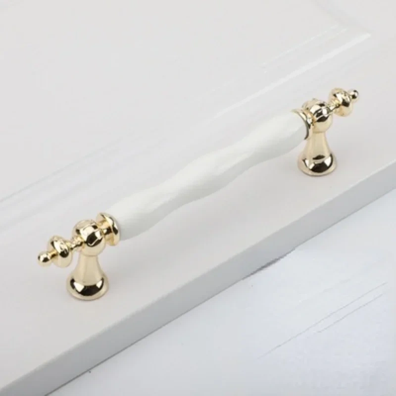 European simple white gold ceramic handle modern simple furniture hardware handle