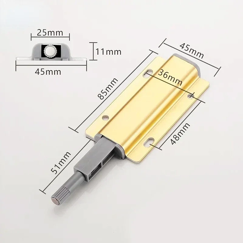 Push to Open Cabinet Catches Aluminum Alloy Door Stops Magnetic Touch Stop Kitchen Invisible Cabinet Pulls Hardware