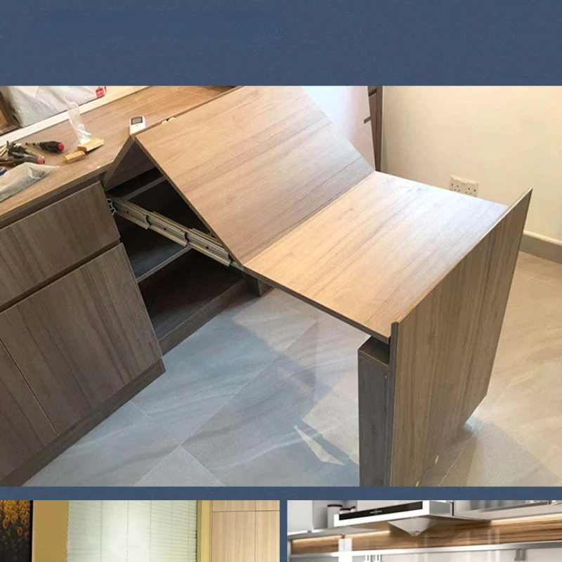 Concealed Folding Table Guide Rail Hinge, Aluminum Telescopic Cabinet  Slide,  Flat Push  Furniture Hardware