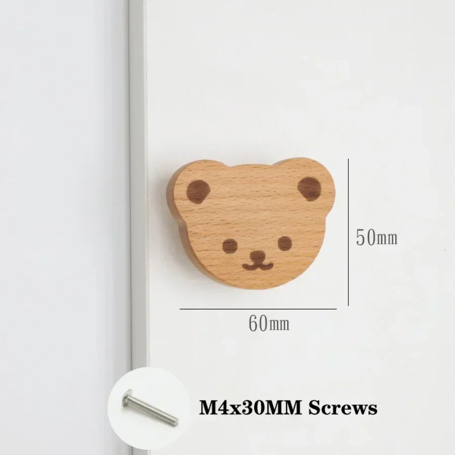 Wooden Animal Cabinet Handles Wood Cloud Hooks Furniture Handles for Cabinets and Drawers Door Knobs Kitchen Wardrobe Door Pulls