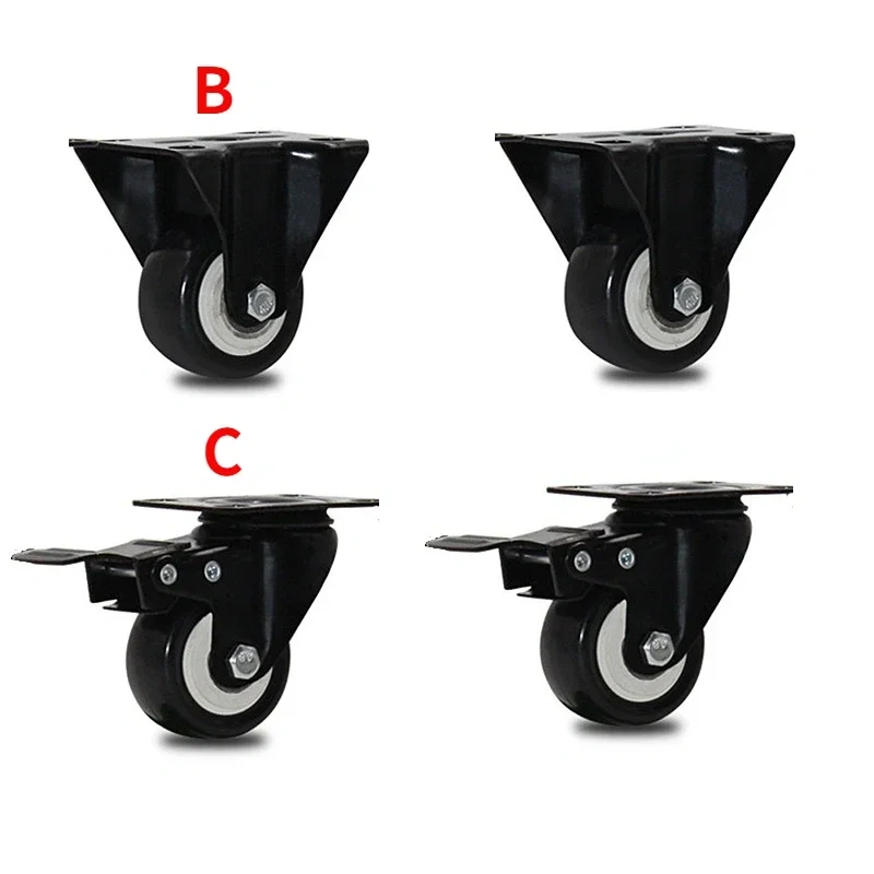 4pcs 2 inches 50mm Heavy Duty 180kg Black Swivel Castor Wheels Trolley Furniture Caster Rubber Screw M10*25