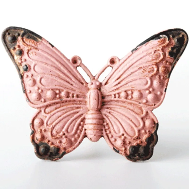 Mediterranean Style Single Hole Butterfly Handle Retro Wardrobe Cat Tail Double Hole Handle and Knob Drawer Wall Mounted Knob