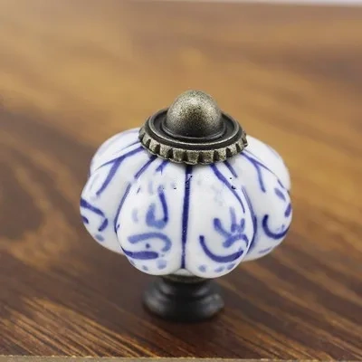 1pc 38MM Dia Ceramic Door Drawer Handles Pumpkins Knobs Europe Ceramic Cabinet Cupboard Handles Pull Drawer Dresser Knobs pulls