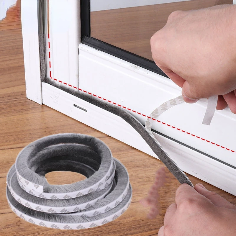 9mm x 23mm  Brush Strip Self Adhesive Door Window Sealing Strip Home Door Window Sound Insulation Wind-proof Strip Gasket
