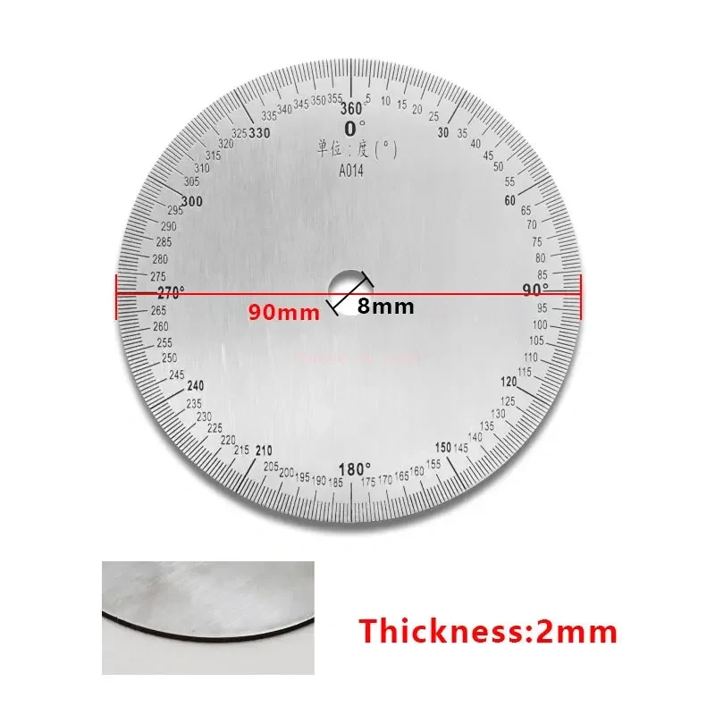 Dial stainless steel Angle dial 360 degree protractor round accessories 90x8x2mm