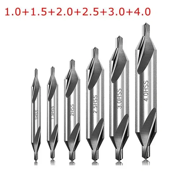 5/6/7Pcs Center Drill Bits Set 60-Degree Angle Center Drill Bits Kit Countersink Tools for Lathe Metalworking 1/1.5/2/2.5/3/4/5