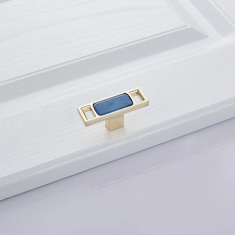 Blue Nordic Marble Shell Cabinet Handle Knobs Drawer And Wardrobe Pulls Furniture Hardware 96Mm 128Mm