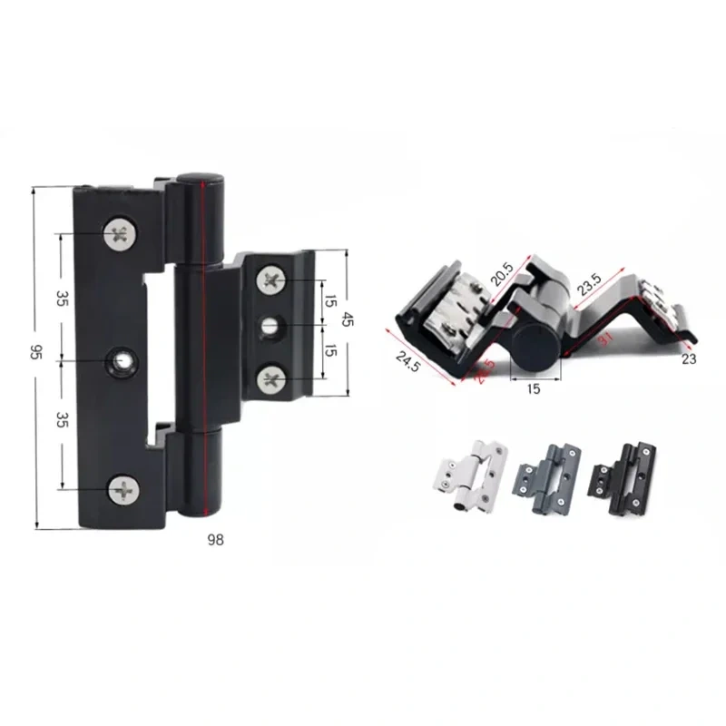 1pc Zinc alloy Door and Window Hinge Broken Bridge Heat Insulation Flat Open Window Hinge Hardware Folding Thickened Hinges