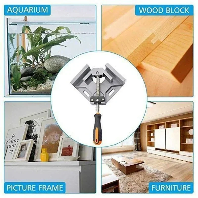 T Adjustable 90 Degree Right Angle Clip Clamp Picture Frame Corner Fixing Clip Aluminum Right-angle Woodworking Hand Tools