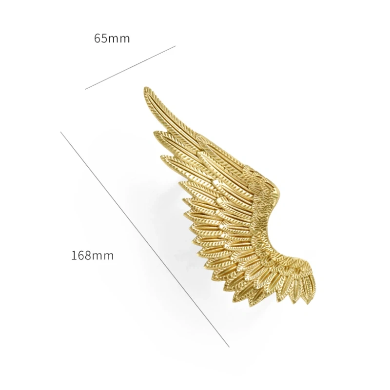 American Angel Wings Brass Solid High-grade Wardrobe Handle Gold Creative Pure Copper Matte Nordic Style Small Handle