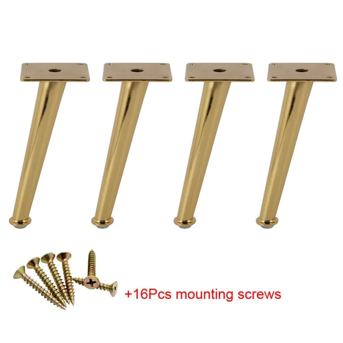 4Pcs Gold Furniture table legs Load 2000 Lbs TV Cabinet Foot Sofa Leg Hardware Cabinet feet 200 x 80mm Tapered Leg