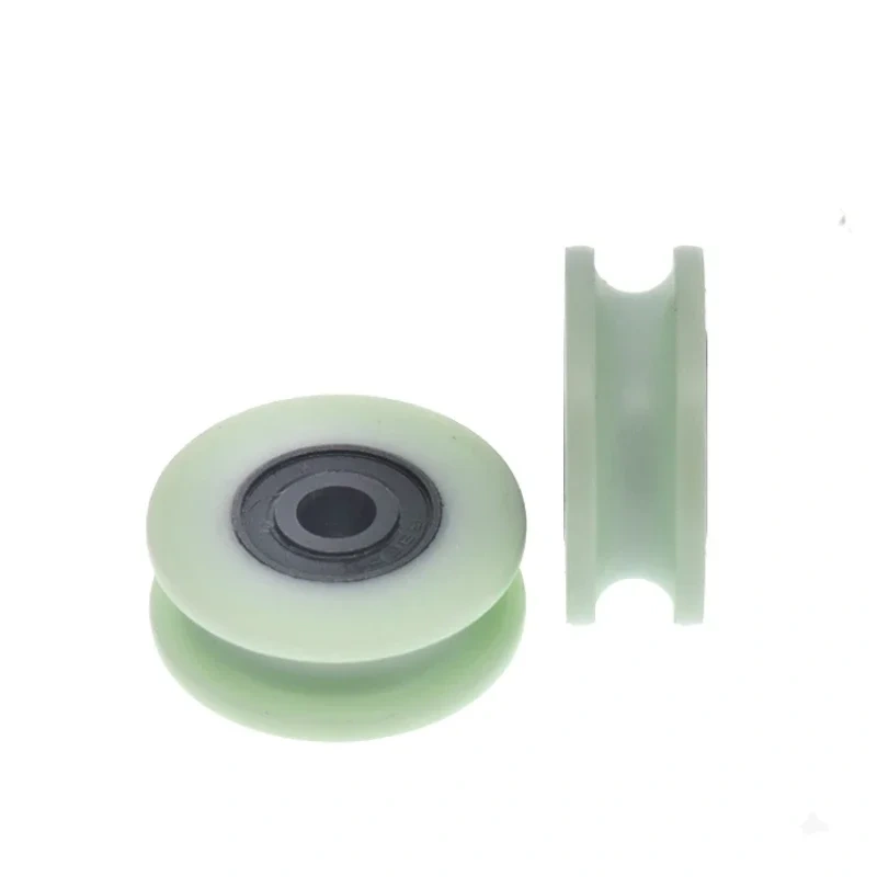 10pcs 5*26.5*10mm U groove rolling double bearing plastic pulley, wire rope / over line nylon wheel / suspension rust preventio