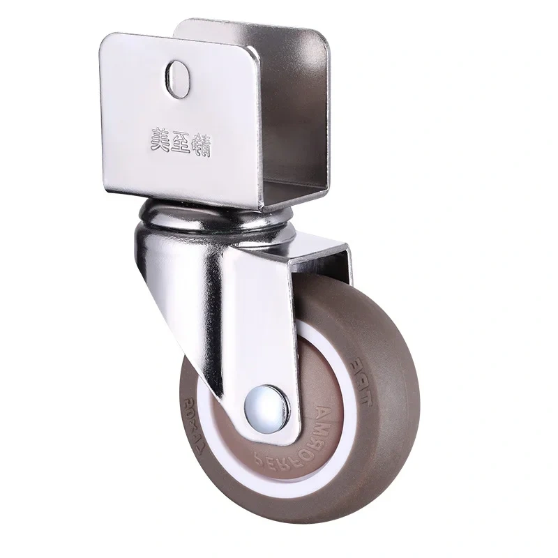 4Pcs 1" 1.25'' Ball Bearing Universal TPE Castor Caster Wheels Splint U Mount 20 22 25mm Brake Baby Bed Trolly Chair