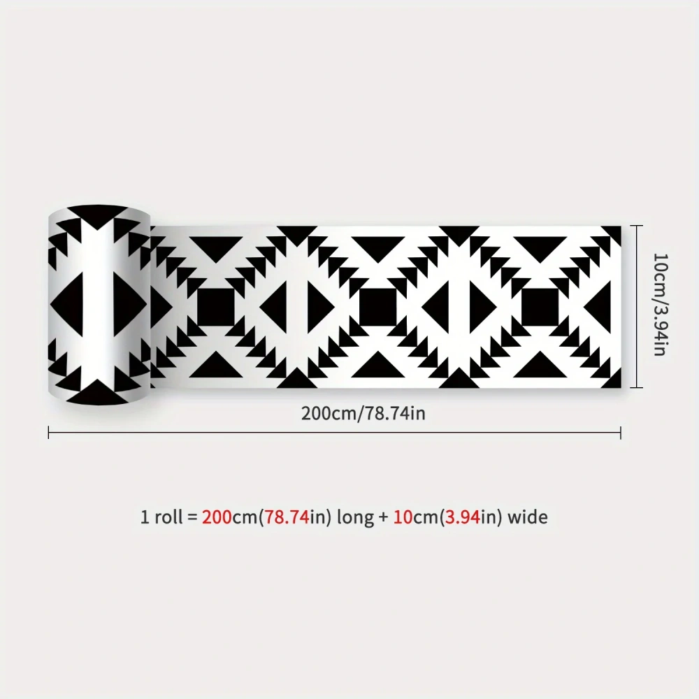 1pc Wall Border Sticker Black Pattern Waterproof Tile Stickers Peel & Stick Wall Stickers Decor Oil Proof Hotel Kitchen Bathroom