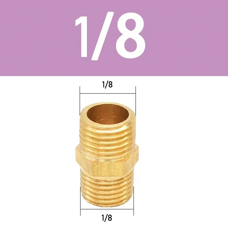 Brass Pipe Hex Nipple Fitting Quick Coupler Adapter 1/8 1/4 3/8 1/2 3/4 1 Male to Male Thread Water Oil Gas Connector