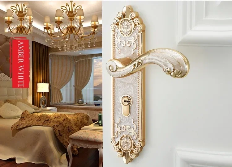 European style Mute Room Door Lock Handle Fashion Interior Door Knobs Lock Luxurious Anti-theft Gate Lock Furniture Hardware