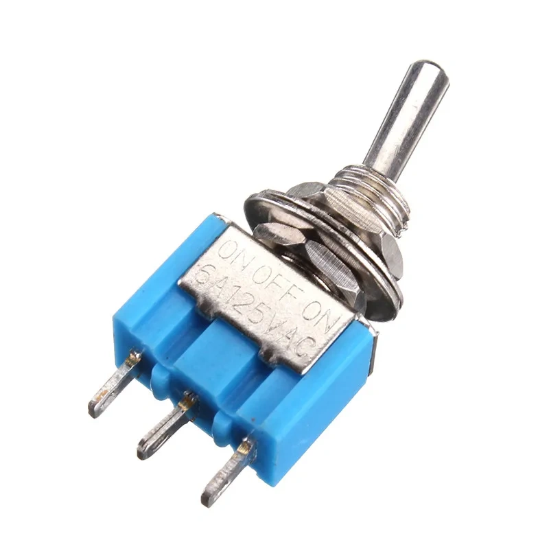 5pcs/lot Blue Mini 3-Pin SPDT ON / OFF / ON AC 125V/6A Miniature Toggle Switches