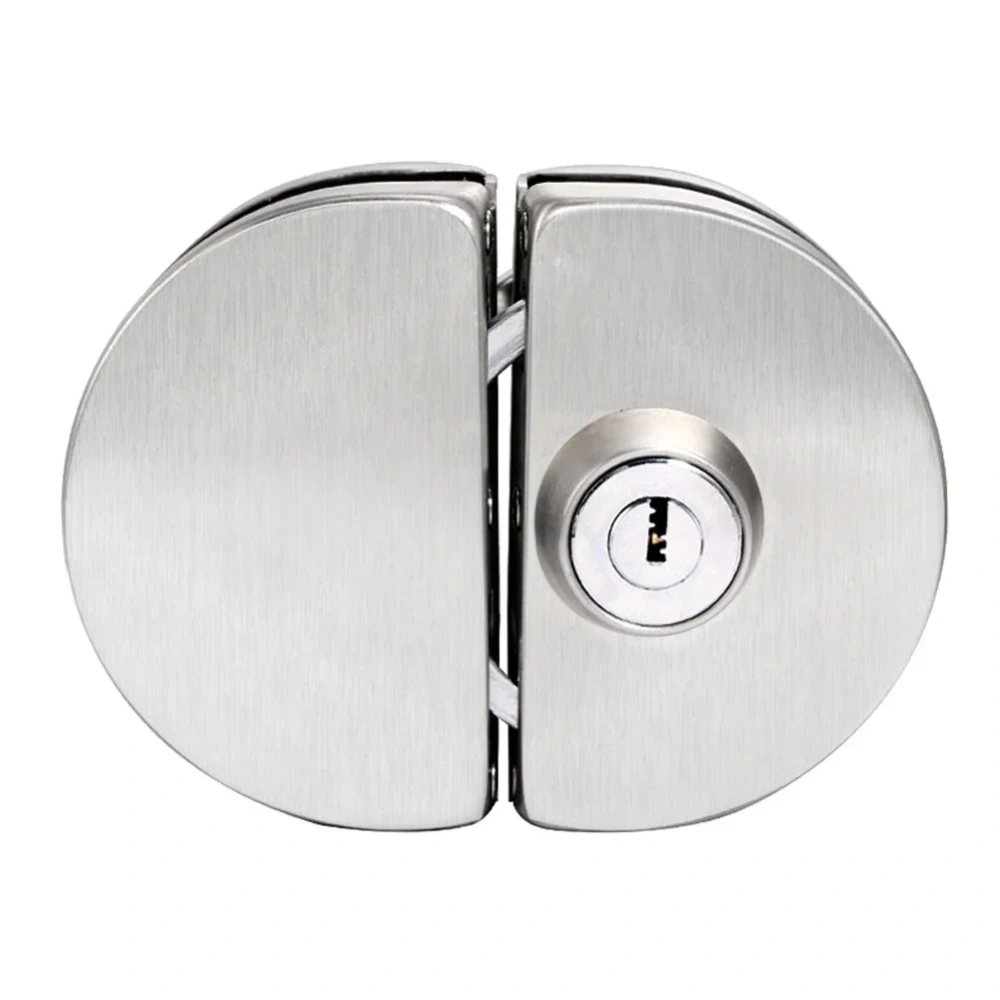 Glass Door Lock Display Cabinet Showcase Locks Stainless Steel Double Door No Need Drilling Anti-Theft Home Door Hardware