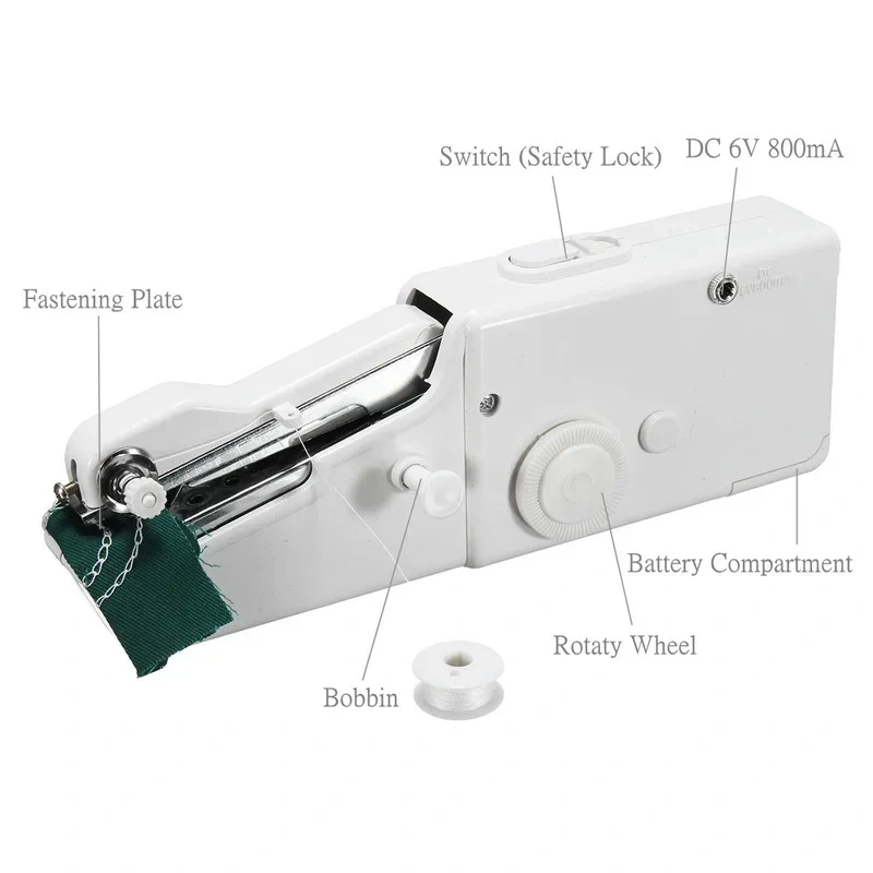 Electric Hand Held Sewing Machine Singer Portable Stitch Sew Quick  Handy Cordless Repairs Mini Clothes Fabric  Tool