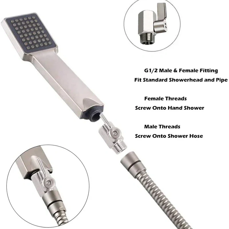 304 Stainless Steel Mini Ball Valve(1/2 Inch Female x Male) NPT Thread, Water Flow Regulator Head Control Valve