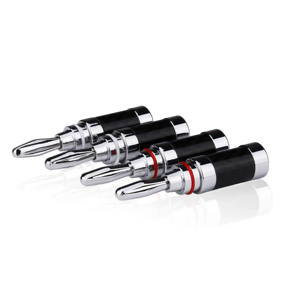 8pcs Banana Connector Speaker Plug Carbon Fiber Rhodium Plated Banana Plugs Acoustics Terminals Audio Video Speaker Connectors