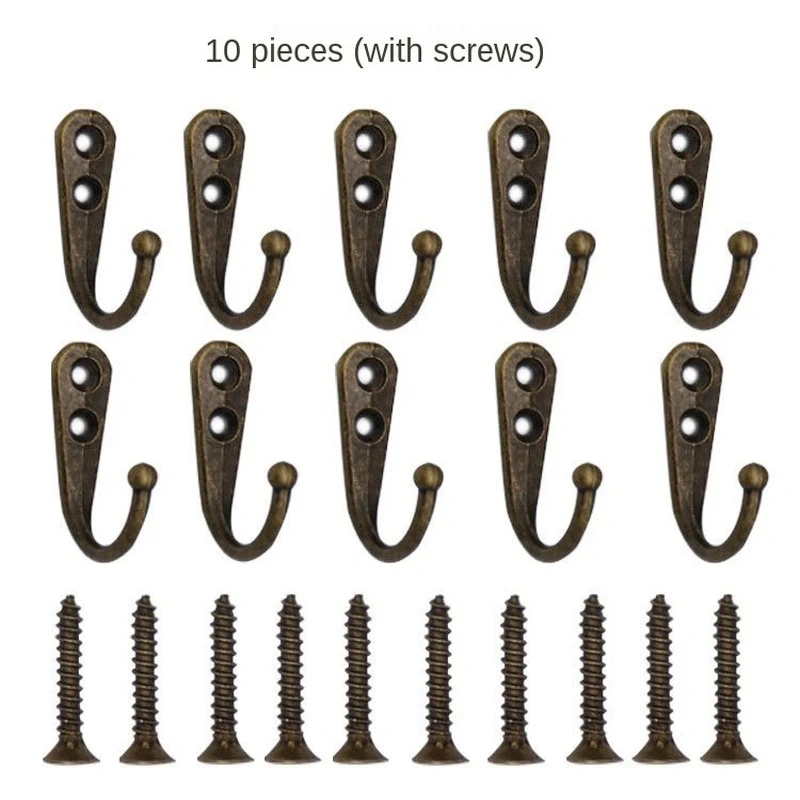 10pcs Rustic Coffee Mug Wall Hooks Strong Alloy Hooks for Hanging Coats Clothes Towels  Includes Screws for Easy Installation
