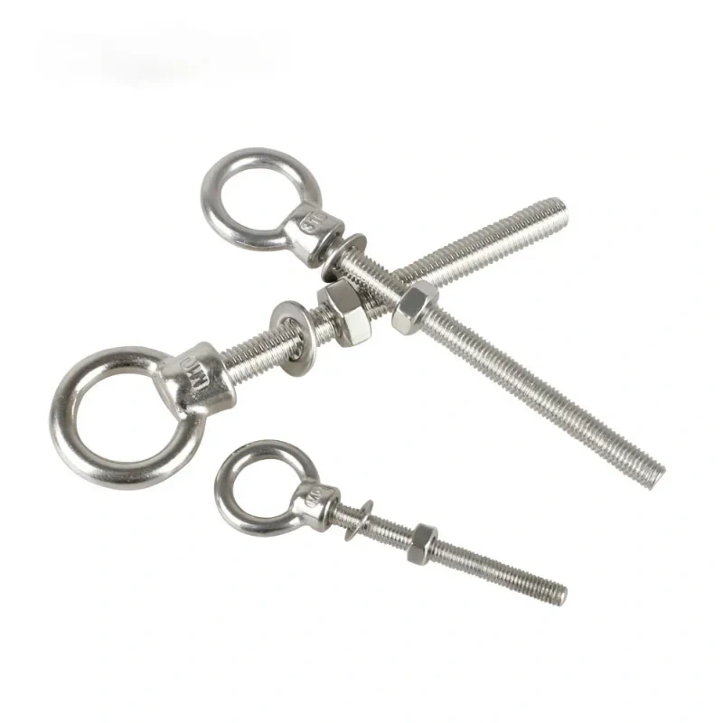 316 Stainless Steel Marine Grade Lifting Eye Bolts M6 M8 M10 Thread Casting Long Bolt With Washer And Nut