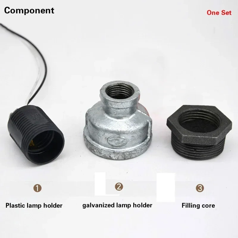 Plastic Galvanized Lamp Holder Screw Light Bulb Socket DN15 DN20 DN25 Creative Retro Industrial LOFT Water Pipe  Fittings