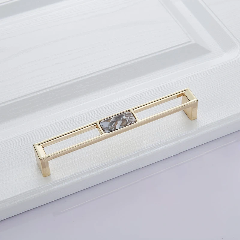 Blue Nordic Marble Shell Cabinet Handle Knobs Drawer And Wardrobe Pulls Furniture Hardware 96Mm 128Mm