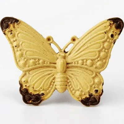 Mediterranean Style Single Hole Butterfly Handle Retro Wardrobe Cat Tail Double Hole Handle and Knob Drawer Wall Mounted Knob
