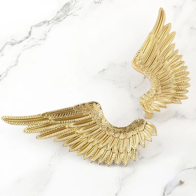 American Angel Wings Brass Solid High-grade Wardrobe Handle Gold Creative Pure Copper Matte Nordic Style Small Handle