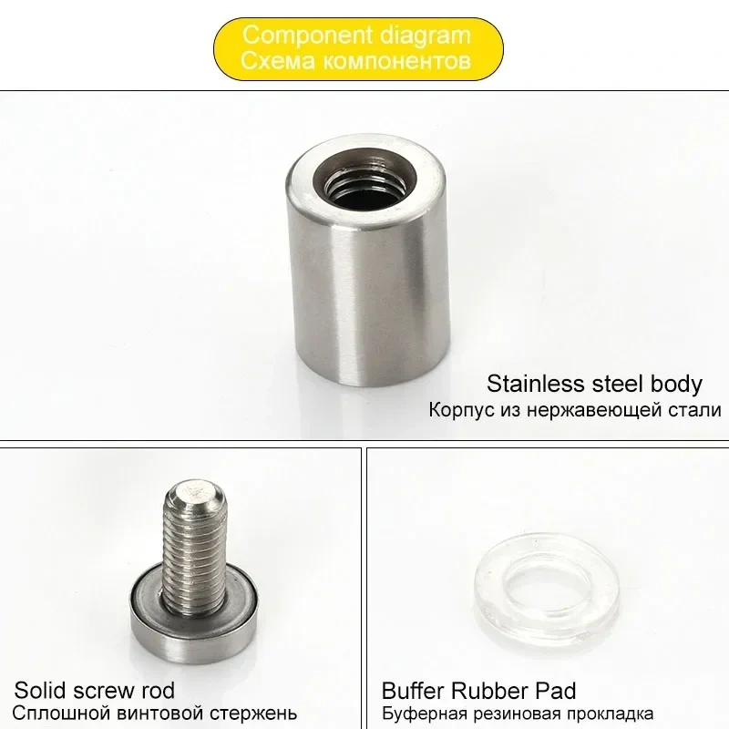 20pcs Glass Fasteners 12mm Stainless Steel Acrylic Advertisement Standoffs Pin Nails Billboard Fixing Screws Hardware