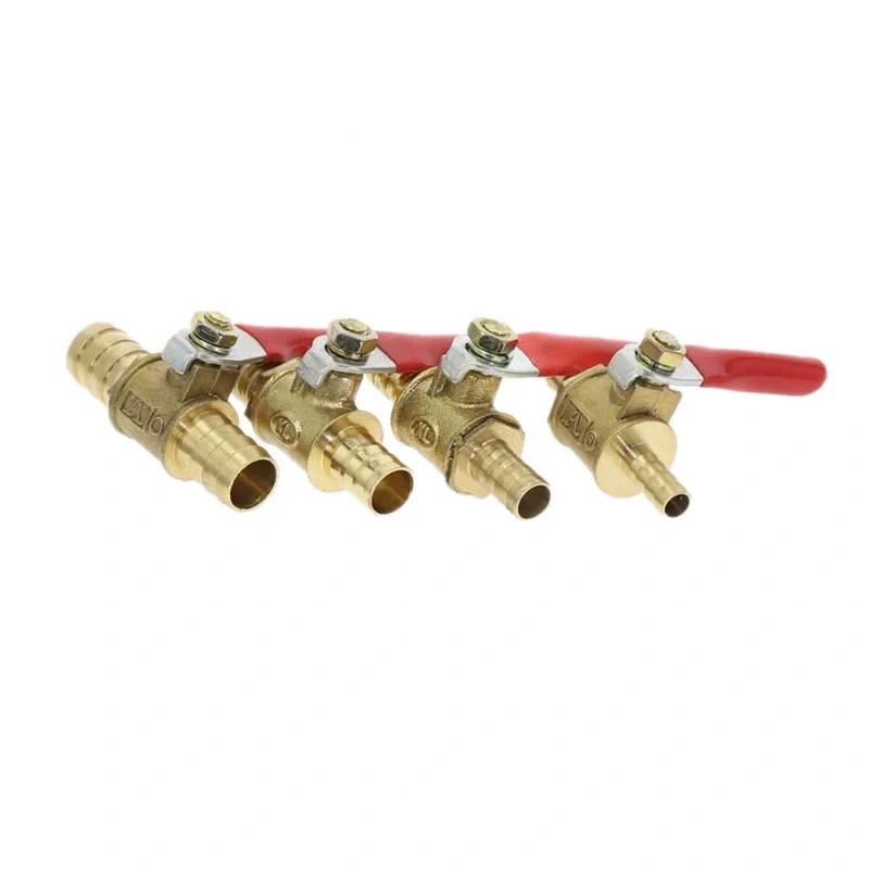 1pcs small Valve 6mm 8mm 10mm 12mm Hose Barb Inline Brass Water Oil Air Gas Fuel Line Shutoff Ball Valve Pipe Fittings