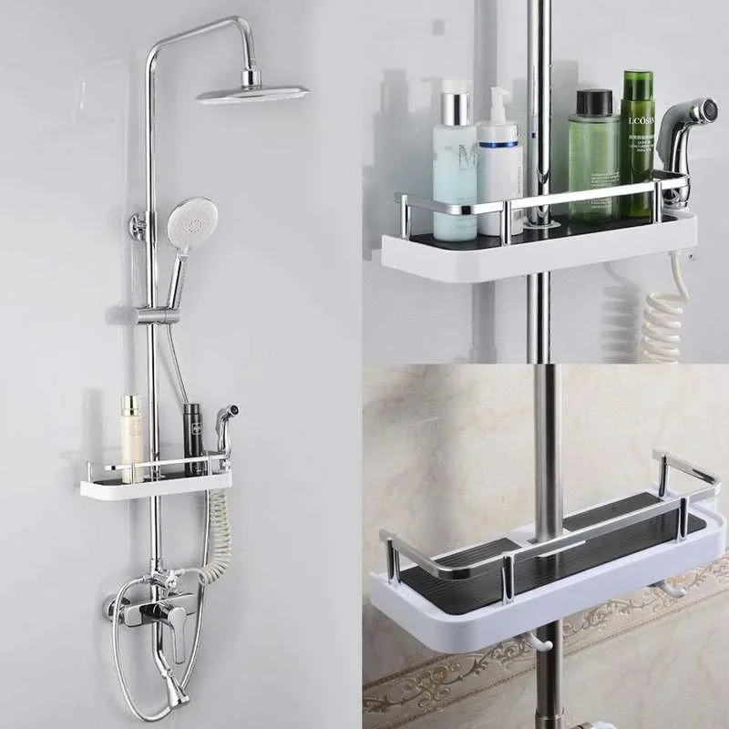 Rectangle Bathroom Organizer Shower Shelves Storage Rack Holder Shampoo Tray Bathroom  Single Tier  Head Holder
