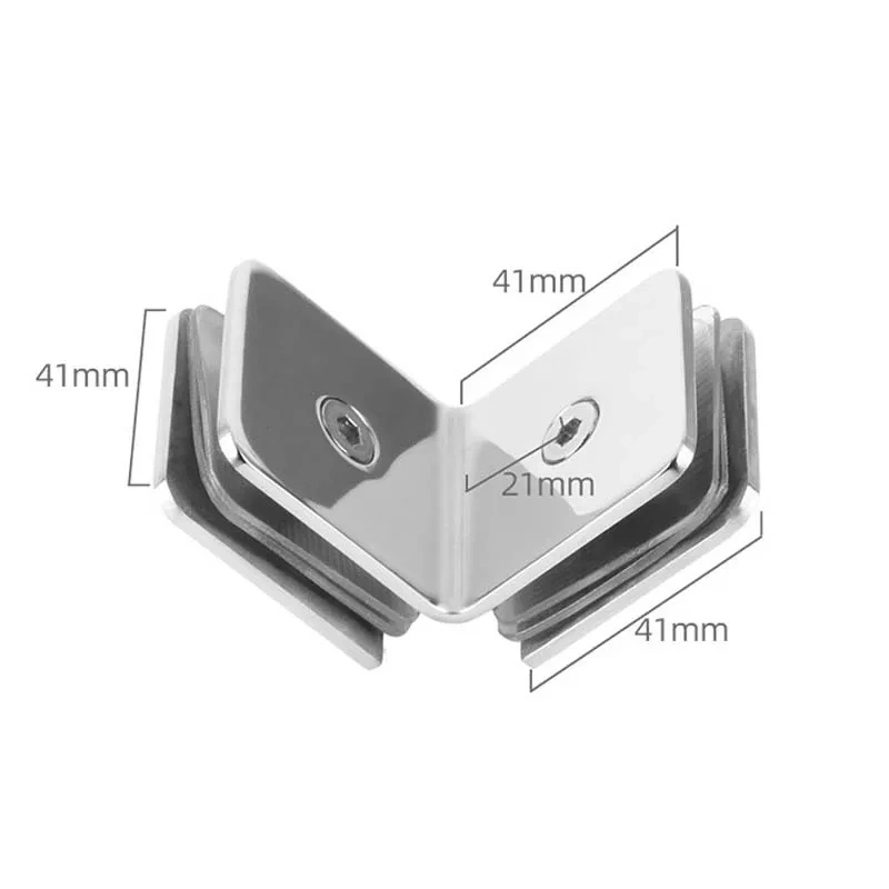 2pc 304 Stainless steel 90-degree glass clamp,Glass partition holder,mirror polishing,fix glass on the wall,bathroom accessories