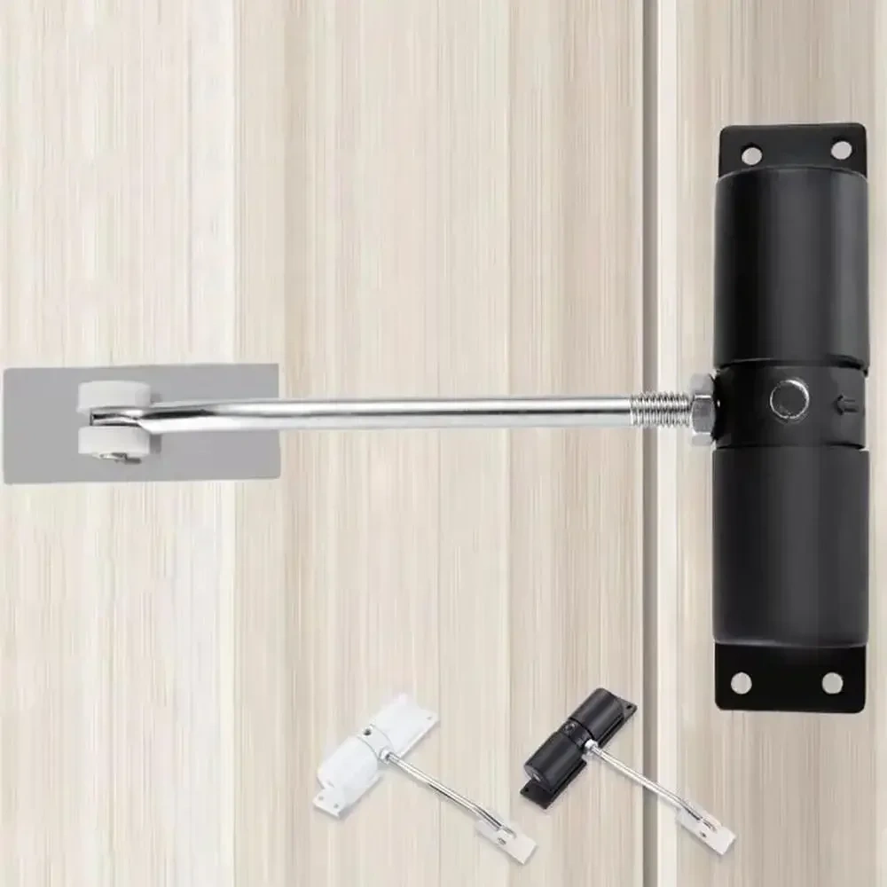 1pcs New Household Door Closers Aluminum Alloy Black White Adjustable Automatic Door Closer With Wheels Household Door Closer