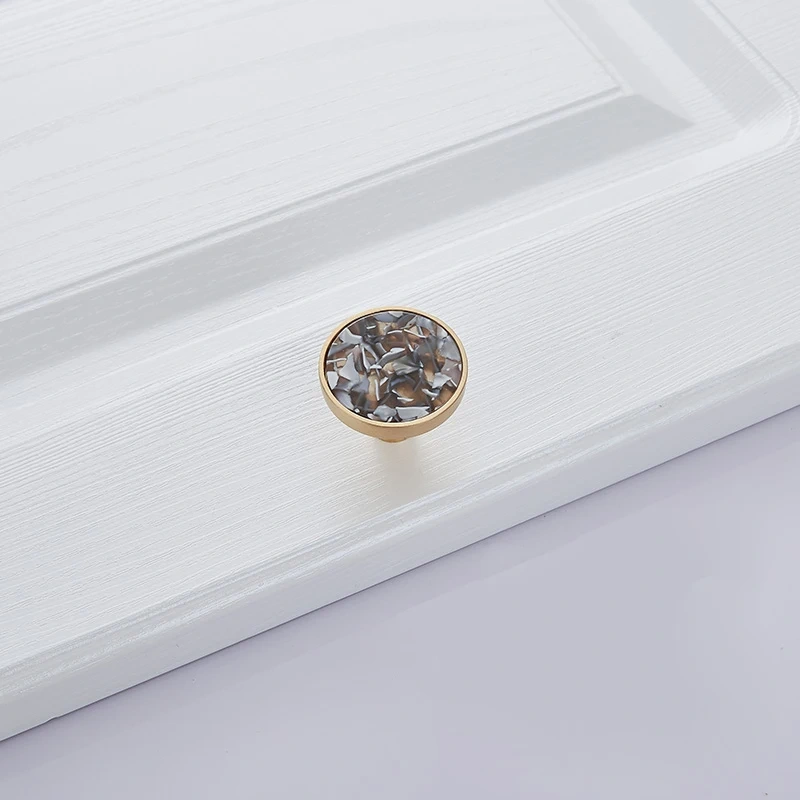 Blue Nordic Marble Shell Cabinet Handle Knobs Drawer And Wardrobe Pulls Furniture Hardware 96Mm 128Mm