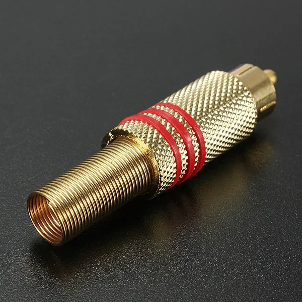 4Pcs 2Pair Gold RCA Phono Male Plug Solder Audio Video Cable Adapter Connector NEW Great for Audio Speakers